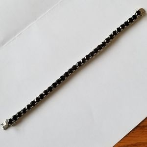 Black Spinel Tennis Bracelet 6 3/4" 16 ct tw sterling